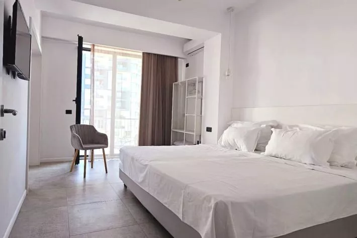 Luxury apartment with side view of the sea
